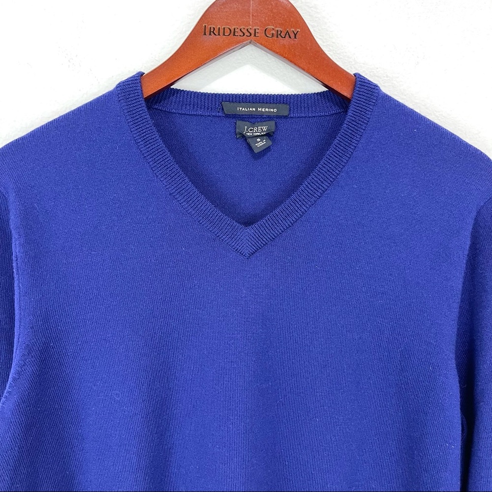 J. Crew- Cobalt Blue V Neck Merino Wool Sweater Size Small - Picture 2 of 6